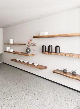 墙上置物架实木一字隔板板挂墙示隔58858书架装饰板不规则展层架