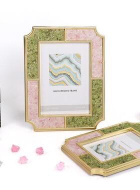 欧式饰样板HY-H8810间婚房墅装6品彩石摆件别金属桌面摆台相框寸7