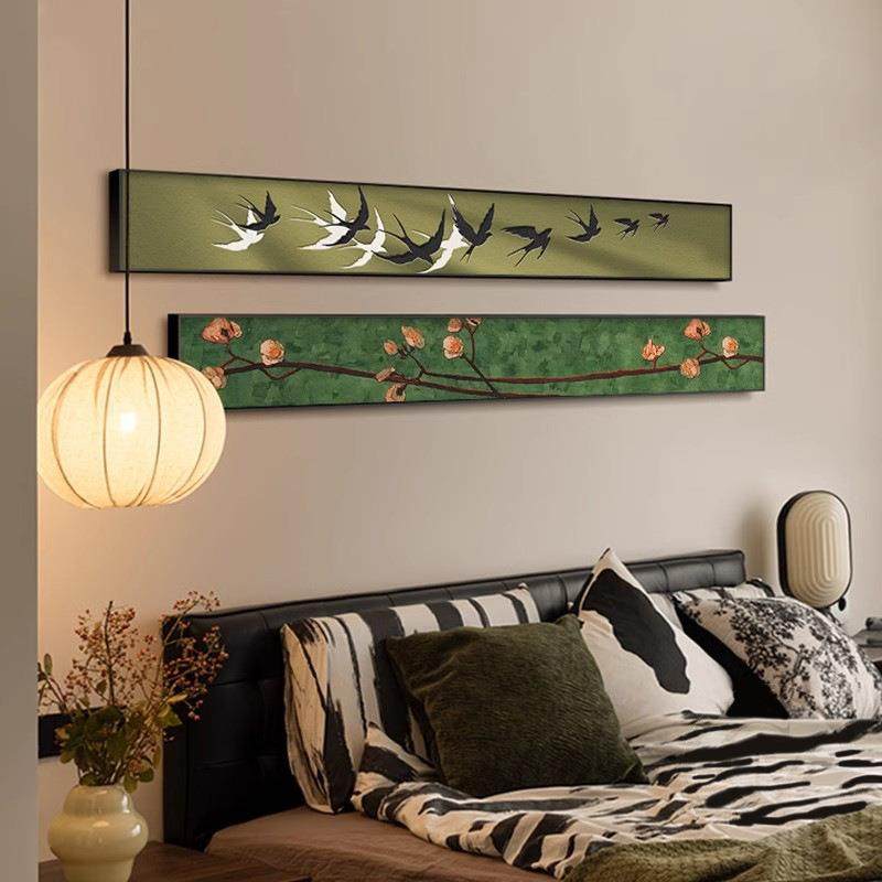 法式中色古SQ61501风幅客横厅装饰画卧室窄长条花挂画沙发背景墙,家居饰品,现代装饰画,淘宝优惠券,粉丝福利购,淘宝优惠卷