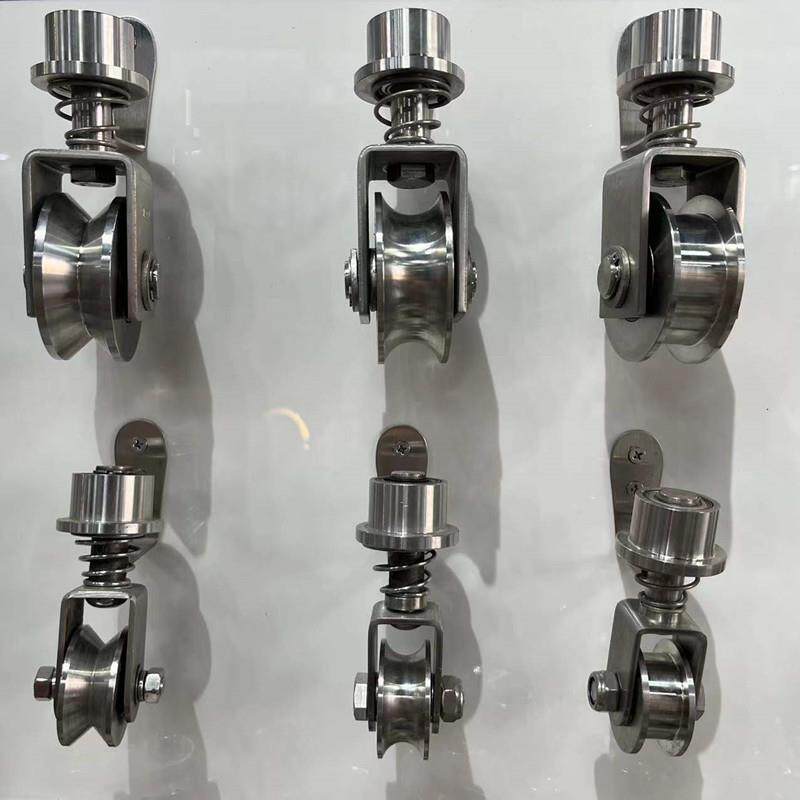 不轨锈钢向轮移201小号V门道轮钢丝绳减震静音吊门窗弹簧吊万轮万