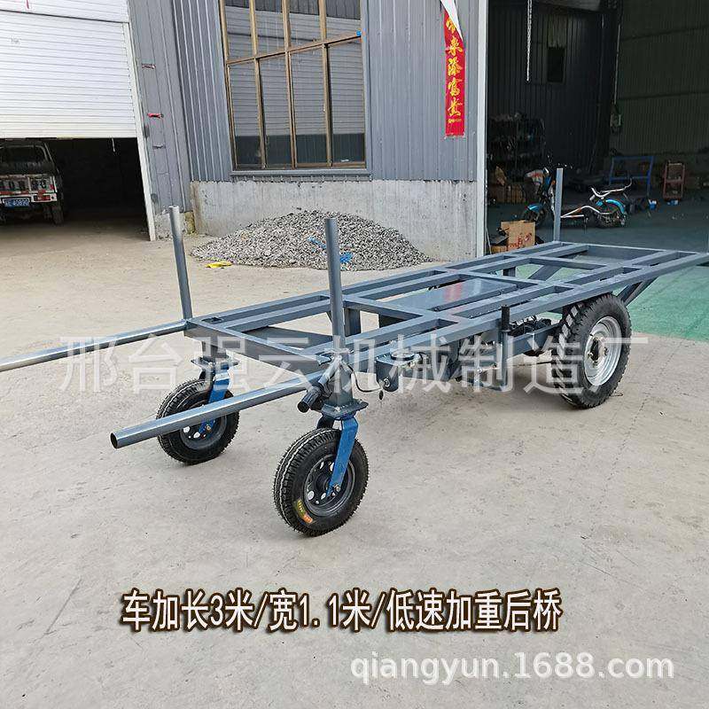 厂区加搬运平板大功率动三轮拉货载重3吨长车架车间周转车电动型