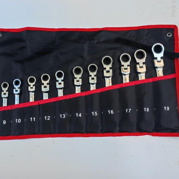 袋镜面12件套两棘轮手活动头套装汽修工具7红2齿1用扳CXB棘轮扳手