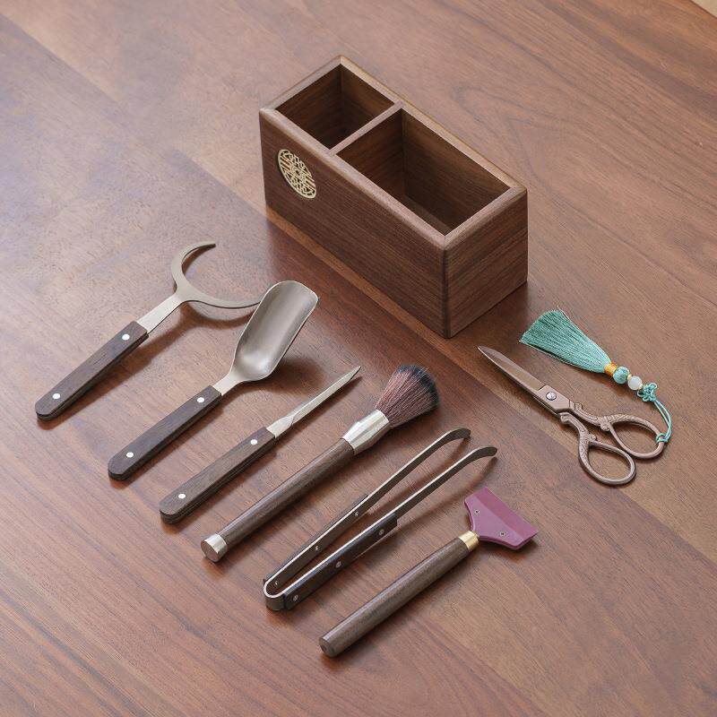 胡桃木代茶道六现茶君子套装茶全剪57040茶具配件用品大茶台桌工
