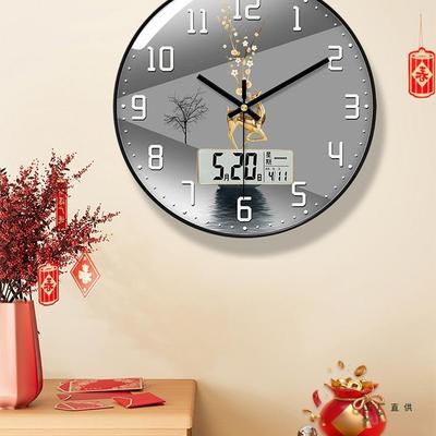新中带日F9966H8J历石家英钟挂墙历静音挂钟客式厅万年现代时钟简