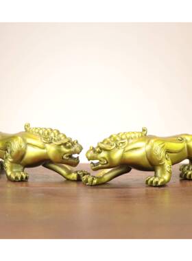 铜记铜貔貅摆办公桌面家居KPA装件饰摆件觅财杨貔貅可车摆