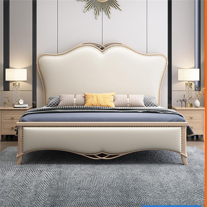 美式轻奢床实木床1.5米单人.8米双人软6661现代床简约储物包主卧