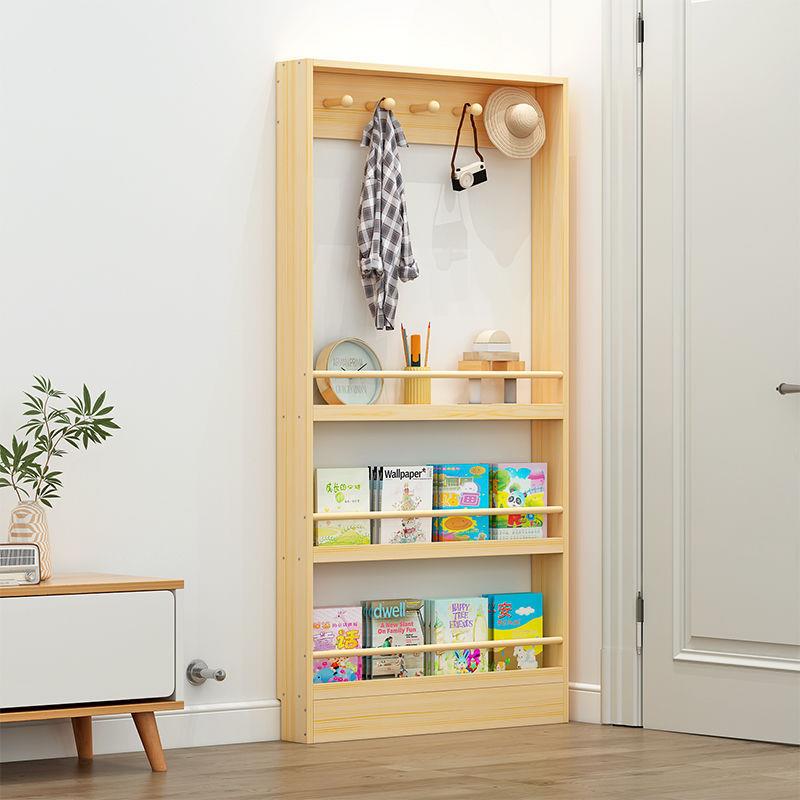 后成人实木挂书架置物架地VJZ壁多层落收纳架家用绘本架门超薄窄