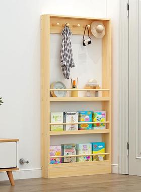 后成人实木挂书架置物架地VJZ壁多层落收纳架家用绘本架门超薄窄