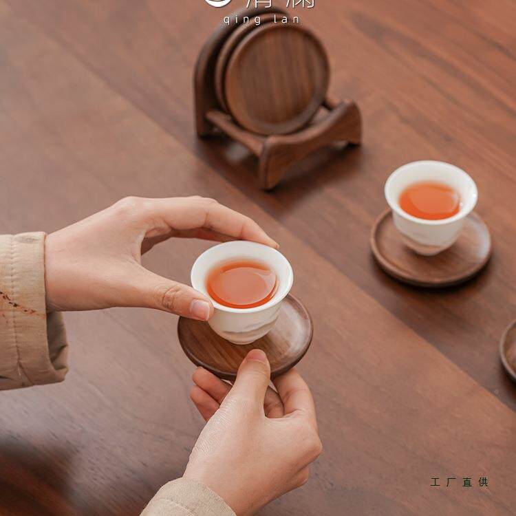 清澜胡桃木PSK茶杯垫实木茶热道功垫夫茶具配件新中式隔茶托茶杯