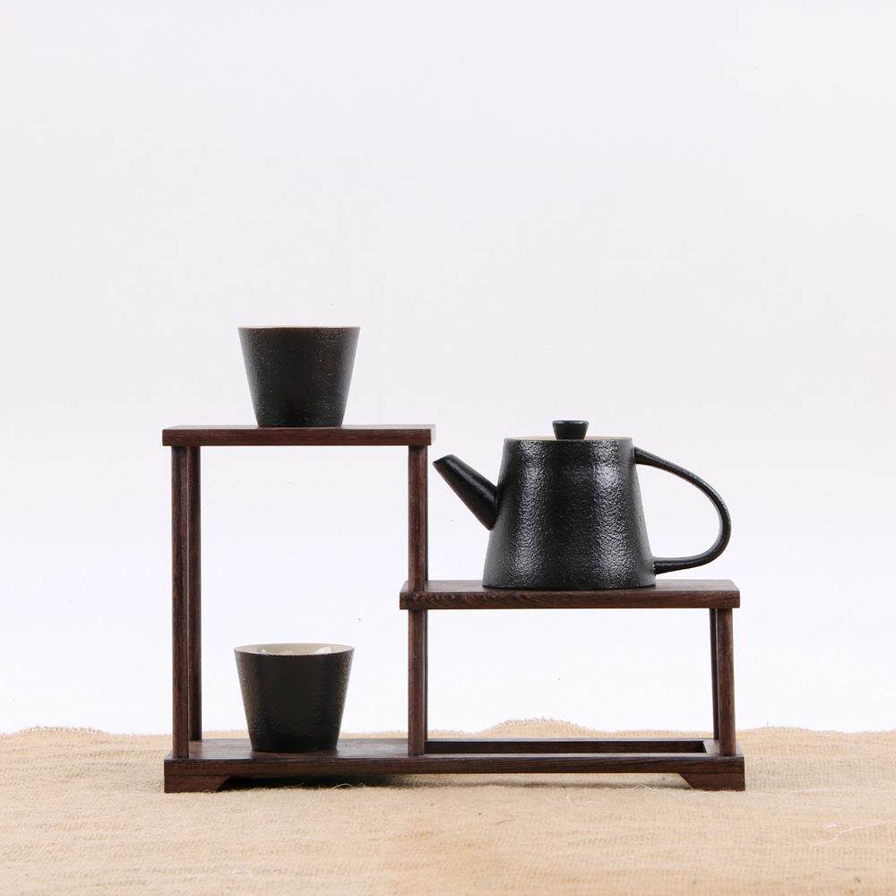 鸡翅紫砂架子摆木件茶具CMN架茶实木小博古架多宝阁架展示架壶底