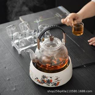 电陶炉茶壶烧JRN蒸水壶家用玻璃茶煮茶器具围炉高硼硅煮触摸茶式