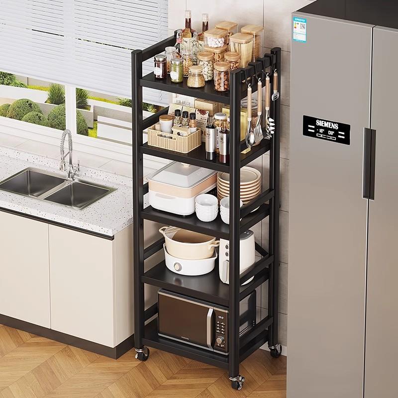 层厨房置物架地多夹TY-03缝收纳架家烤箱微波炉多功落能用碳钢储