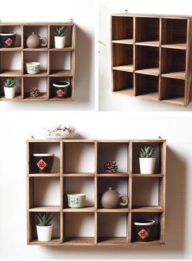 实木茶架式多宝格挂中壁式收物纳具YL003博古架现代简约置架