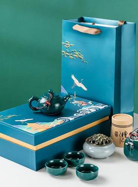 整套夫陶瓷定窑国潮功具办套装国潮风茶礼75883家用公商务茶礼品