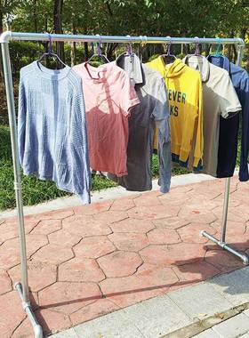 IIW展架落地管晾衣架阳钢台服装单杆式示夜镀锌水管摆摊易衣市服