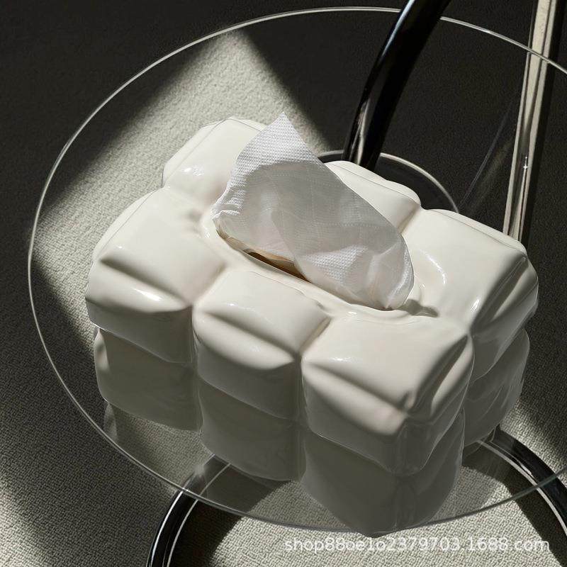 创意级高感瓷纸巾盒厅高档轻奢摆件家用YBE茶几抽纸盒陶餐客桌装