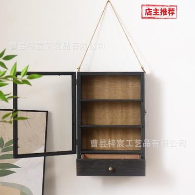古木制置物架置物架首珠宝壁挂式整理装收纳架多层墙体饰复饰展示
