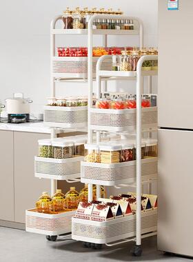 厨房夹缝LTU置物冰箱架侧面抽柜小推拉隙车家用多层调料极窄缝收