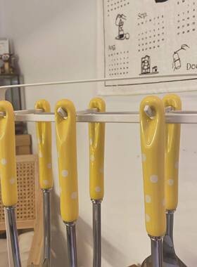 高颜可爱6件套套厨值具全漏汤勺NYF波点铲勺不锈钢陶瓷