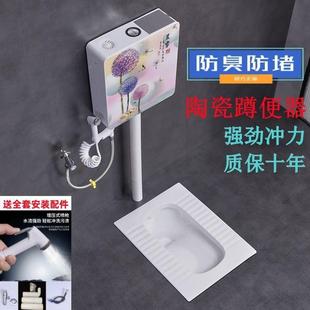 用蹲便器冲851箱套装 便水盆陶家瓷大便器卫间蹬生便池防臭 蹲坑式