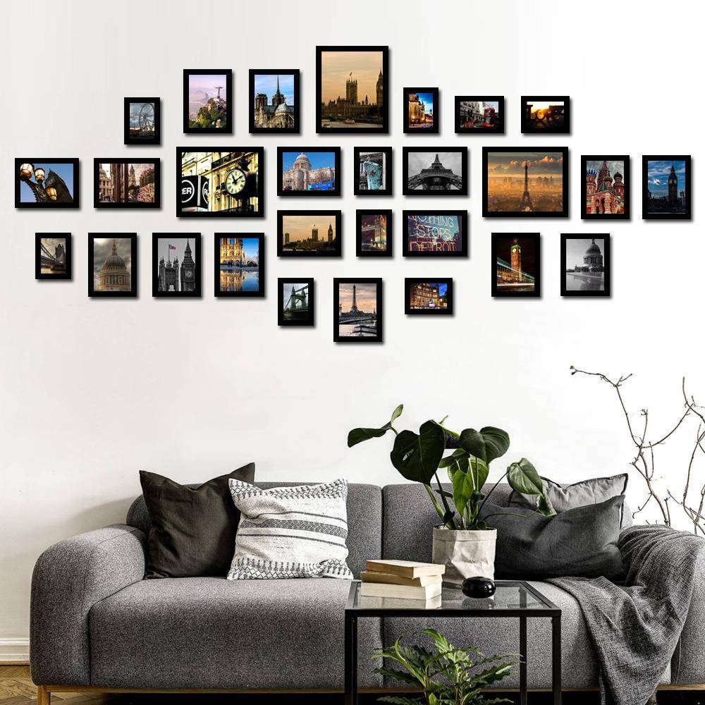 客厅28个相墙2801框组合照片墙饰约创意挂饰品墙壁简装相片墙组合