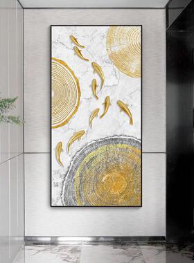 九鱼聚财玄挂画九鱼图关装画饰客厅过道高级感廊入户壁JSS-8679走