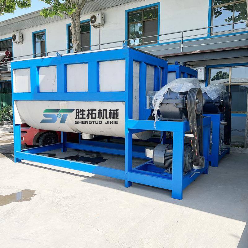 大型卧式带搅拌机0合吨饲料拌料机餐ST2310厨垃1圾搅拌机不锈钢螺