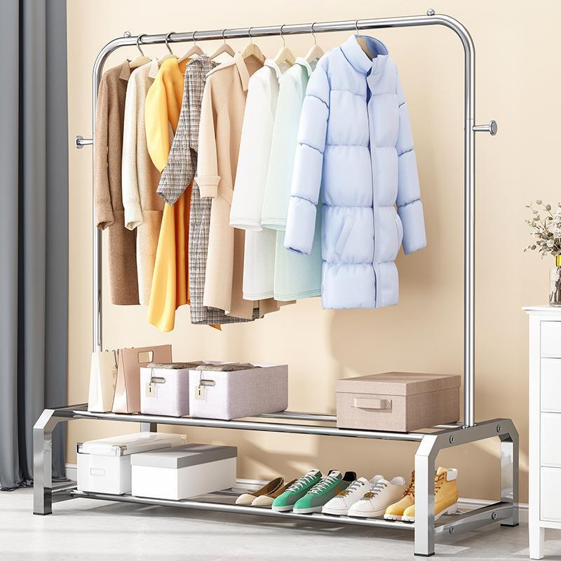 晾衣架落地卧室内家挂衣架用钢折叠晾衣杆收纳衣阳台不锈晒545mn