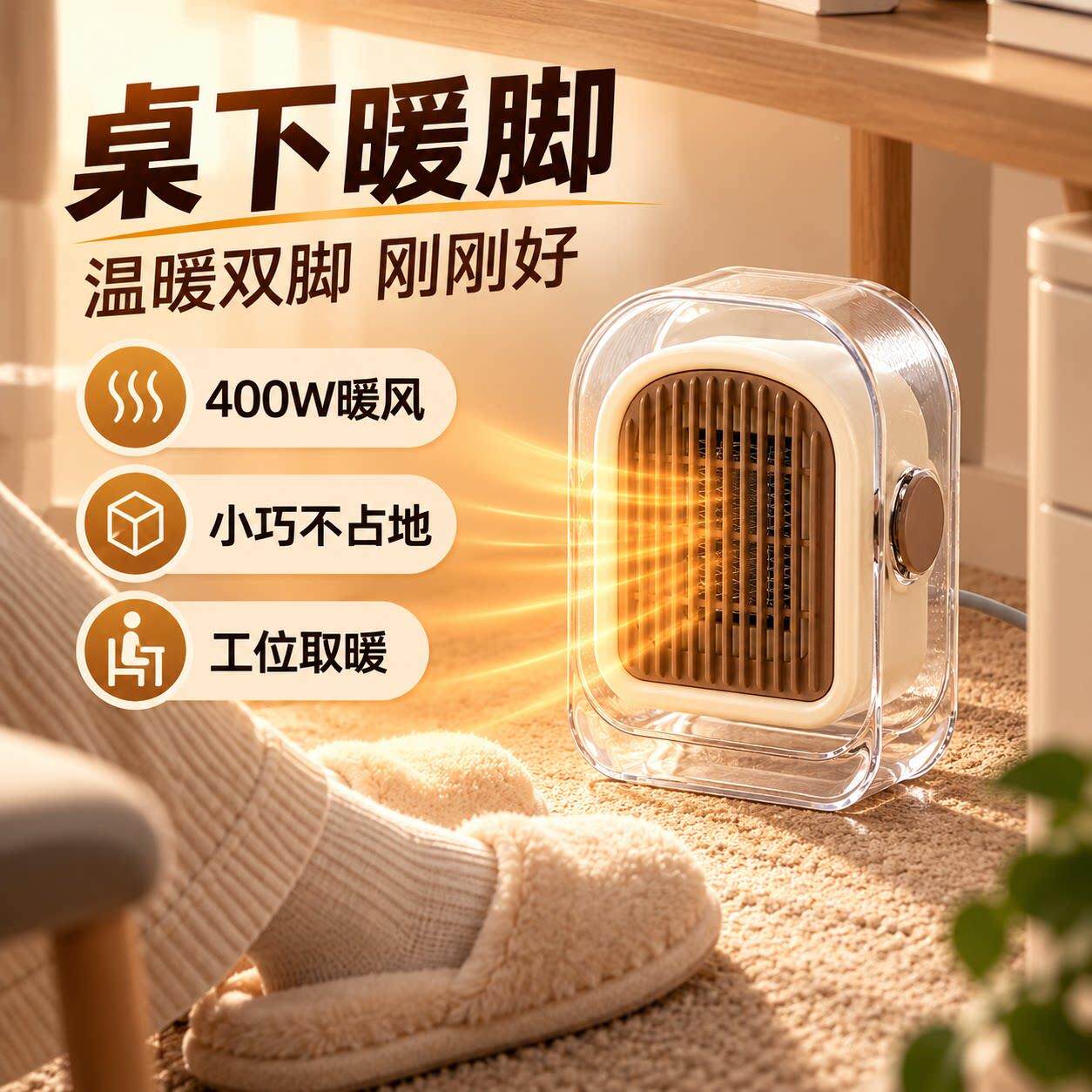 F27小取暖器脚桌面暖风机办公型室工位手暖宿舍家用迷你电暖器新
