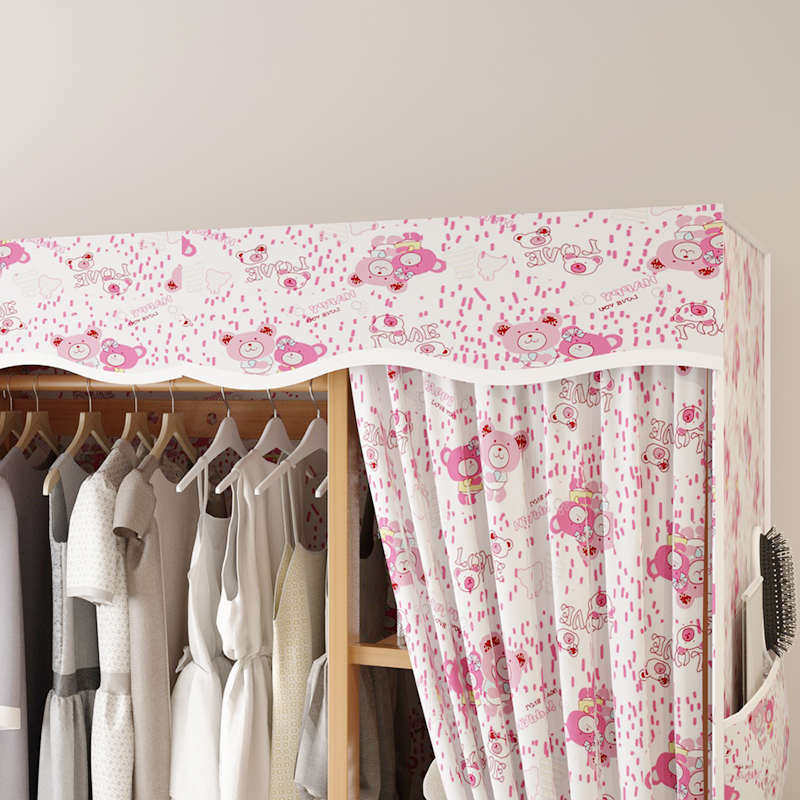 简易衣架落地卧室网红布罩楠竹布防尘组装家用衣柜收纳牛津布实木