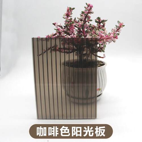 茶色咖啡色PCC中空心板P窝板双层4/蜂6/8/mDQG10m透明车雨棚顶棚