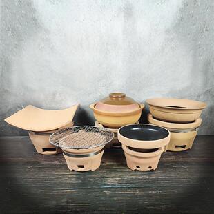 炭炉火锅炉传统手工土烧烤炉商用围炉老式瓦片煮茶炉烧烤炉红泥泥