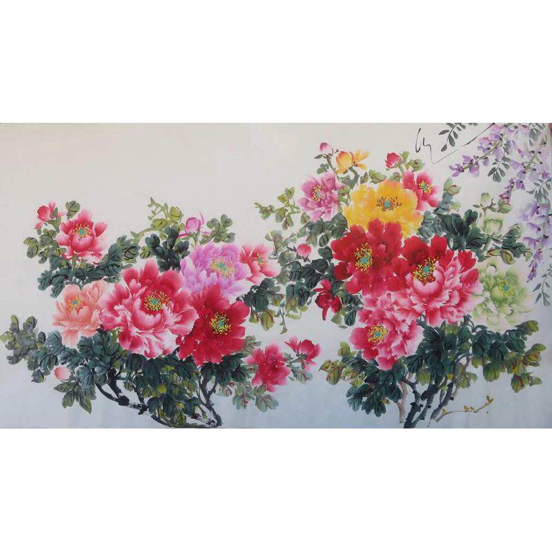 纯手绘花鸟国画小六尺水墨画字画山水画装饰R5原稿牡丹