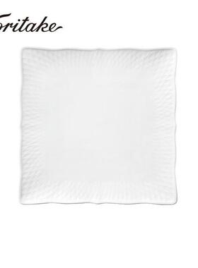 Noritake则武cher blanc浮雕白色方盘家用餐具餐盘创意菜盘西餐盘