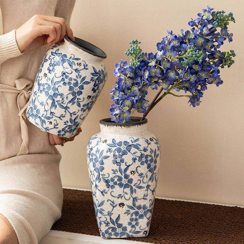 小悠家〖中式美学〗青花瓷复古冰裂纹陶瓷花瓶客厅玄关感摆D&,鲜花速递/花卉仿真/绿植园艺,割草机/草坪机,淘宝优惠券,粉丝福利购,淘宝优惠卷