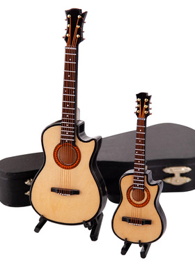 木质迷你民谣吉他乐器模型家居生日男女朋友摆件情人节送礼物毕业