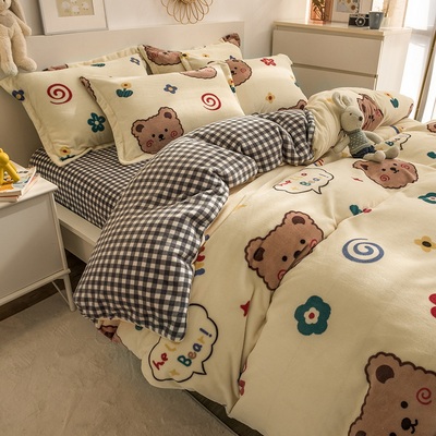 定做定制冬季珊瑚绒法兰被套被罩单件150x180x200x220cm卡通保暖