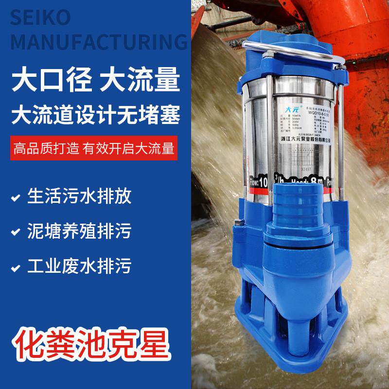 大元不锈钢小型污水泵220v泥浆380v泥浆切割化粪池排污泵三相粪抽