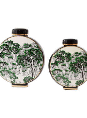 【特价】新中式摆件客厅博古架陶瓷宋代样板房酒柜罐子装饰品瓷器