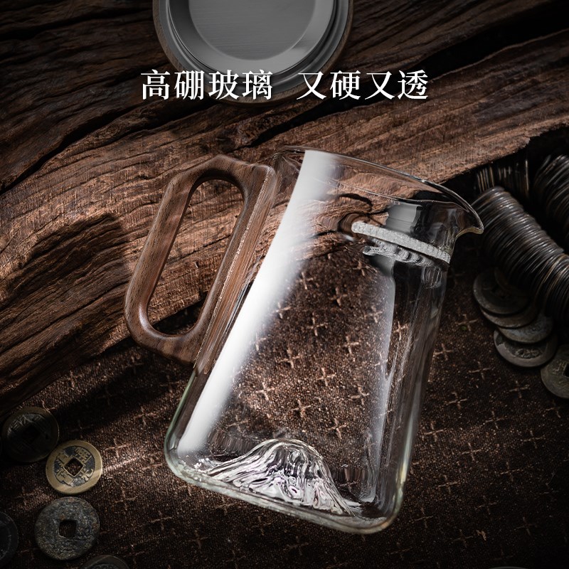 公道杯耐高温玻璃茶漏一体分茶器单个茶海泡茶月牙杯绿茶过滤茶具