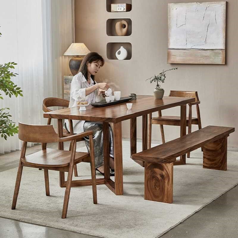 南美胡桃木实木茶桌椅组合简约现代客厅家用民宿茶台阳台茶几