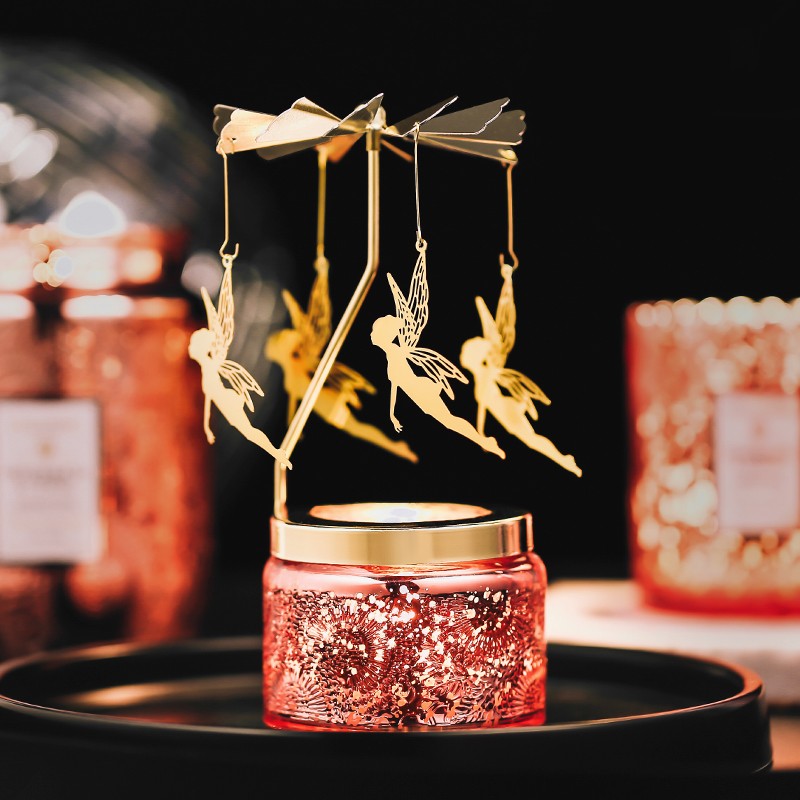 欧式梦幻走马灯香薰蜡烛旋转烛台浪漫烛光晚餐少女心道具装饰摆件