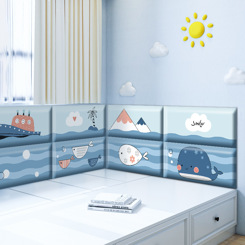 3d立体宝宝防撞墙贴软包儿童房加厚床围教室自粘墙纸卡通防水墙围
