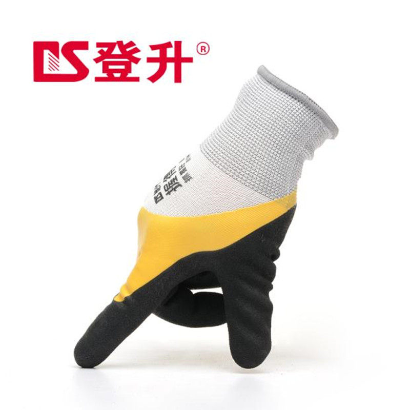 登升949握得牢双层乳胶磨砂胶面耐磨防滑工作防护劳保浸胶手套