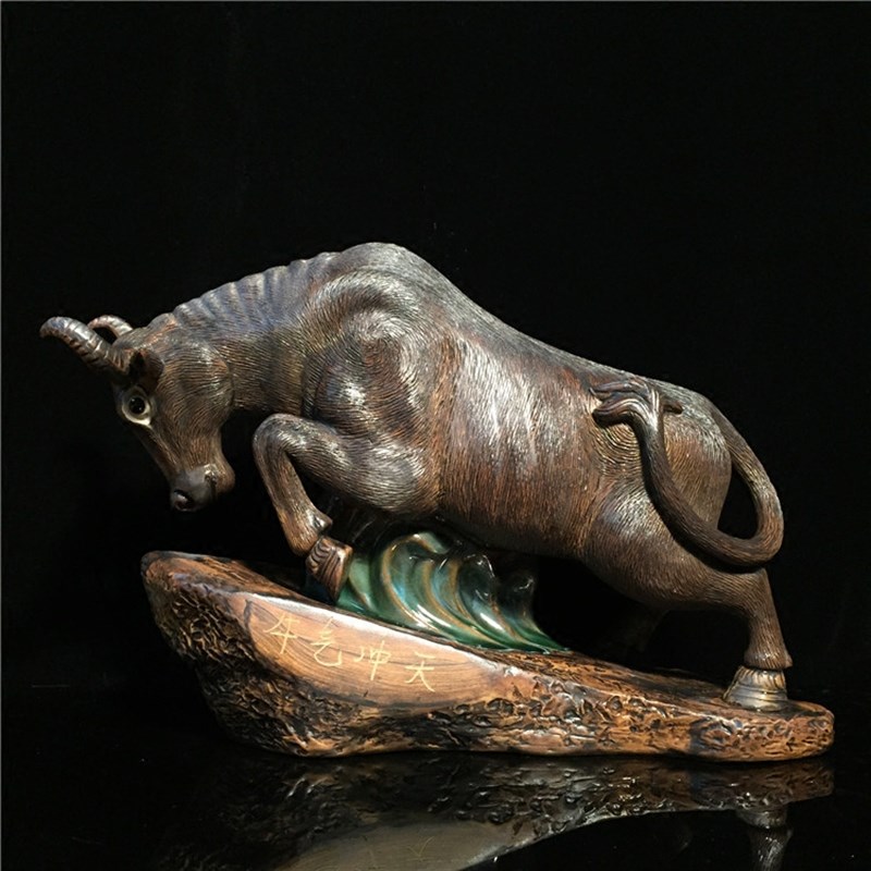 石湾公仔陶瓷牛生肖创意家居客厅博古架电视柜摆件开业手工艺礼品