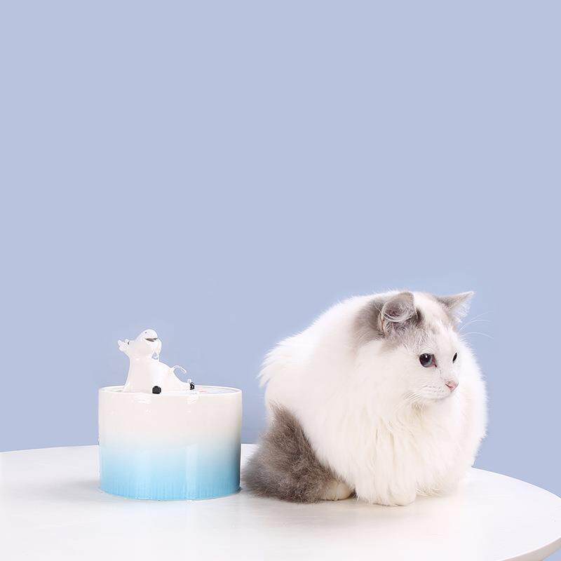 宠物陶瓷饮水机 猫咪过滤喝水器自动循环喂水神器不湿下巴宠物批