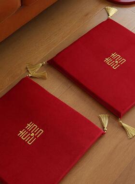 结婚新娘婚庆跪垫坐垫婚礼敬茶红色踩喜磕头天福一对拜地字垫MKI