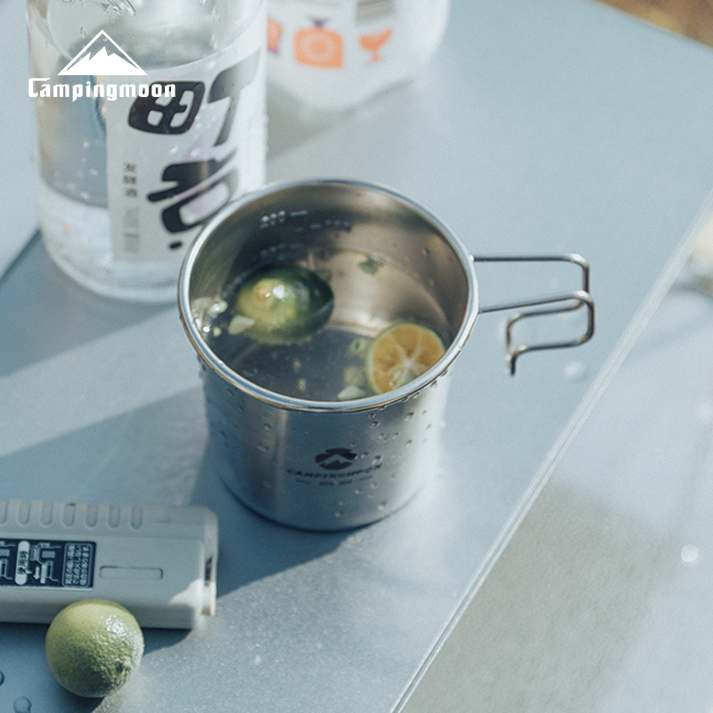 柯曼手拎啤酒杯雪拉碗大把手大容量不锈钢防摔杯户外露营便携收纳