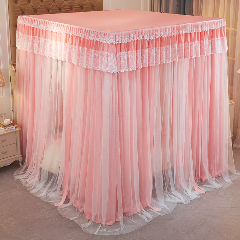 公主风宫廷落地蚊帐床帘一体式家用1.8m床1.5m欧式防尘顶遮光床幔