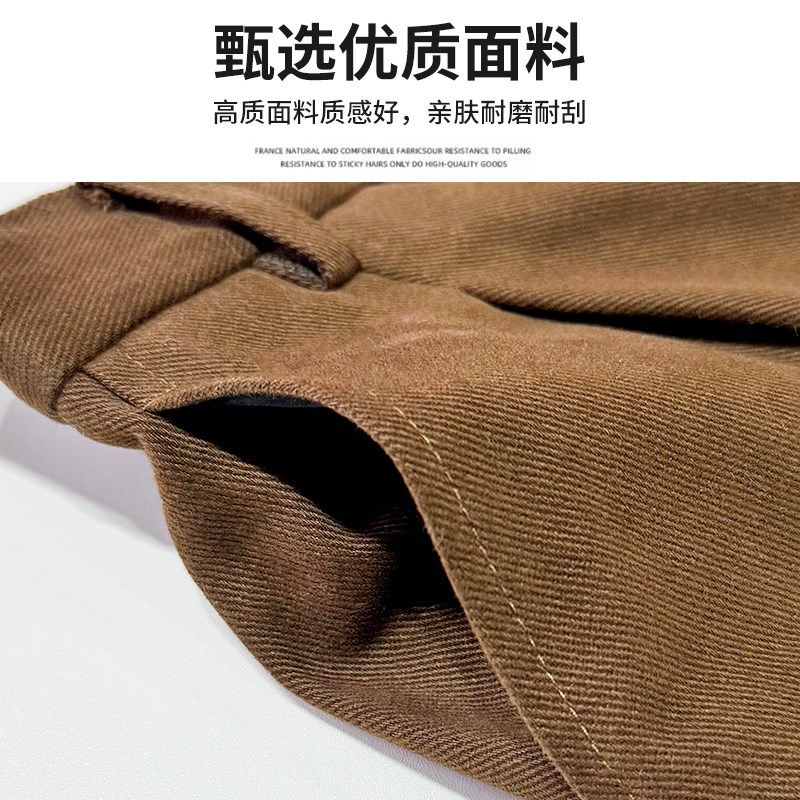 卡其色翻边格纹阔腿裤女春秋2025新款高腰垂感小个子休闲直筒裤子,女装/女士精品,休闲裤,淘宝优惠券,粉丝福利购,淘宝优惠卷